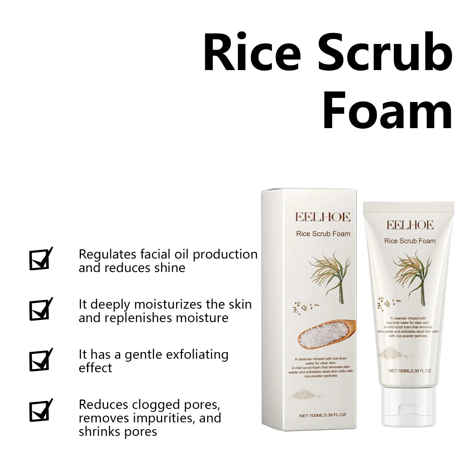 Rice Facial Forming Cleanser Deeply Cleansing Oil Control Blackhead Remover Face Wash