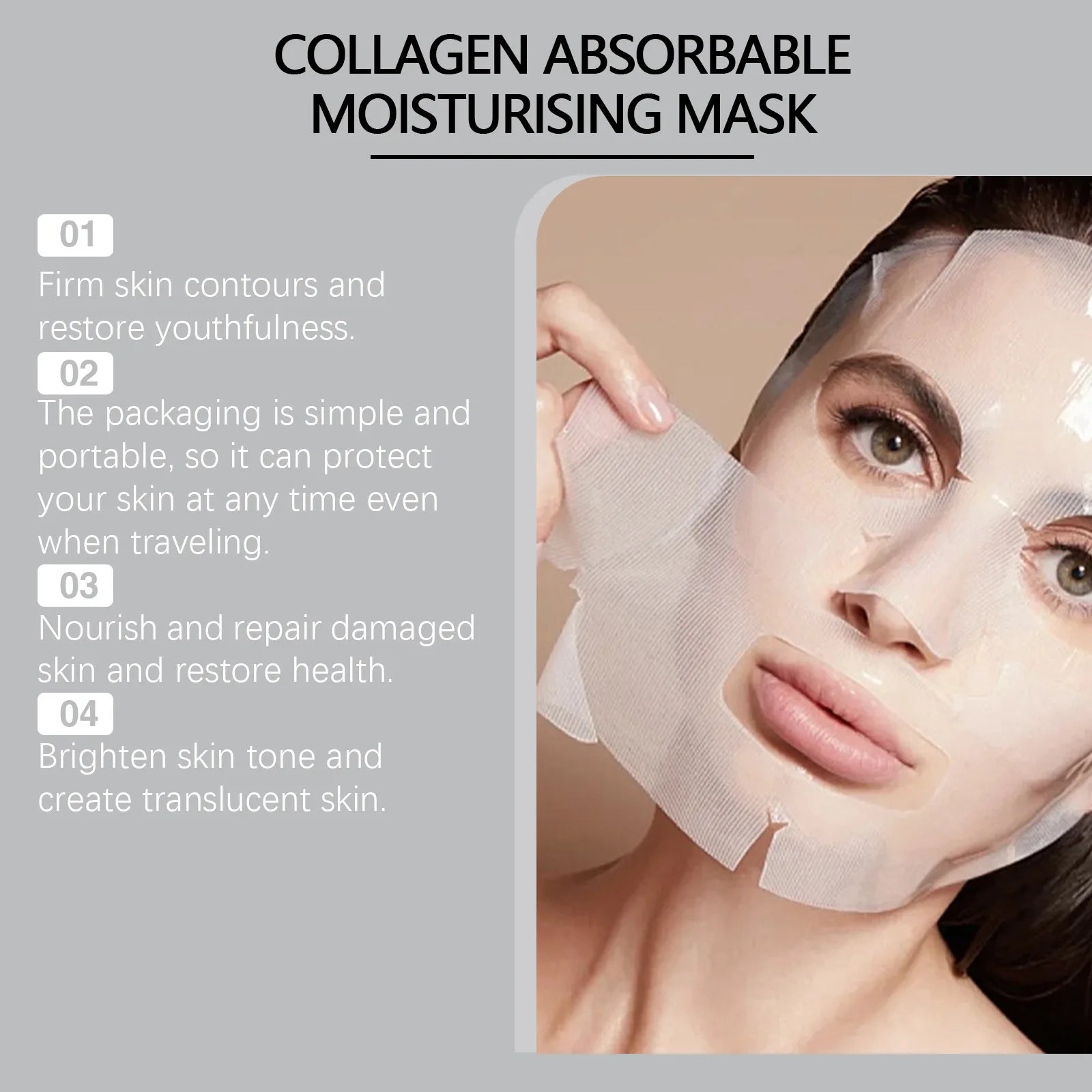 Collagen Absorbable Facial Mask For Moisturizing Dryness Brightening Skin Smoothing  Face Mask