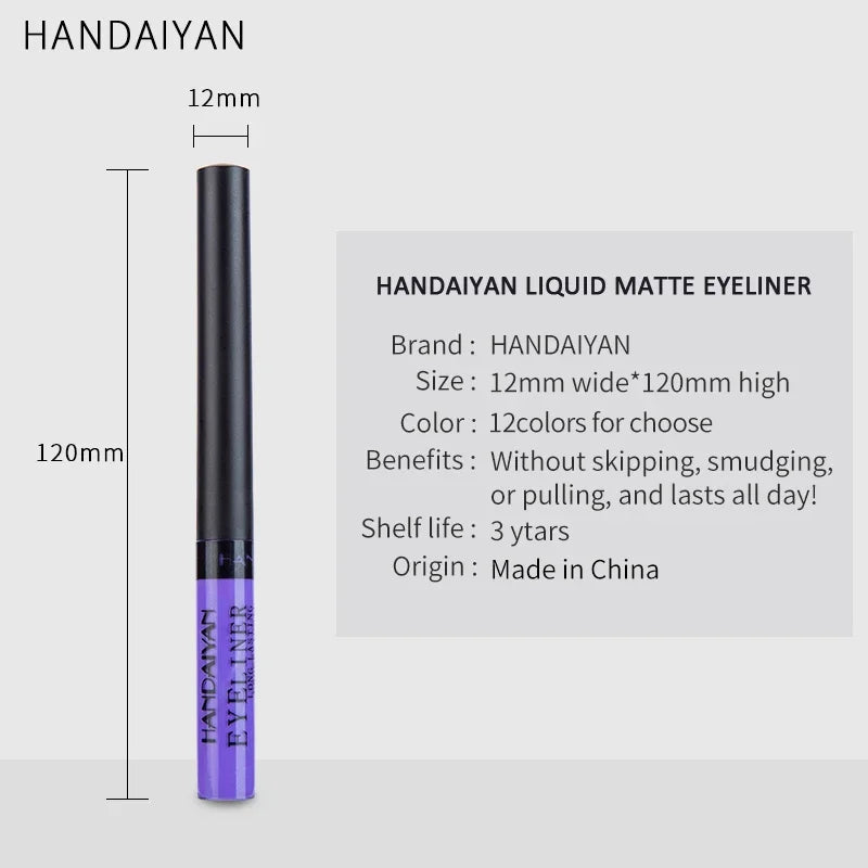 12 Colors Colorful Liquid Eyeliner Pencil Waterproof