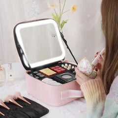 New LED Lighted Cosmetic Case with Mirror Waterproof