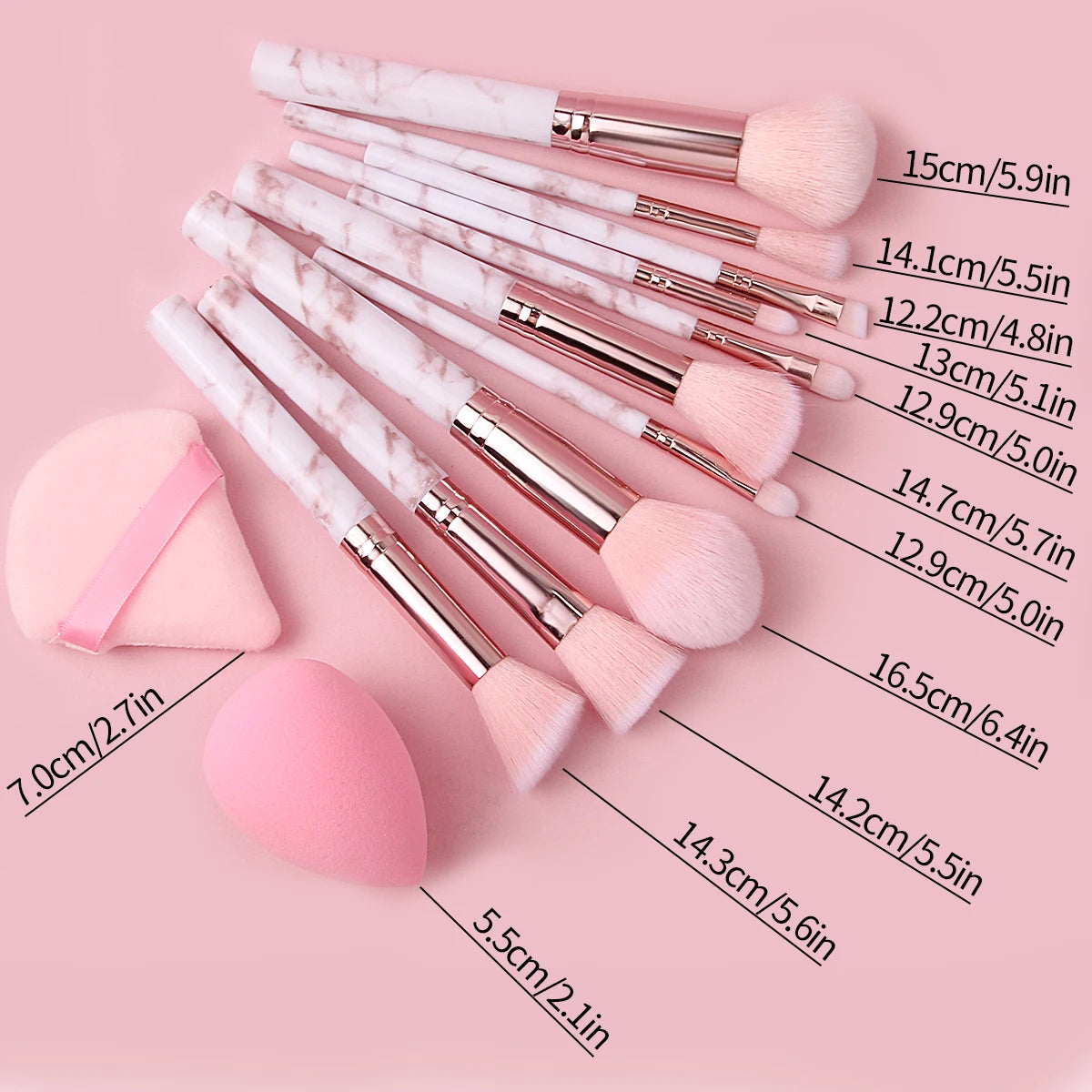 Makeup Brush Set &4pcs Powder Puff, Makeup Tools With Soft Fiber For Easy Carrying