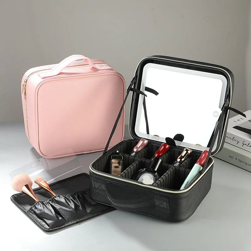 New LED Lighted Cosmetic Case with Mirror Waterproof