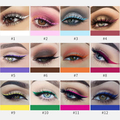 12 Colors Colorful Liquid Eyeliner Pencil Waterproof