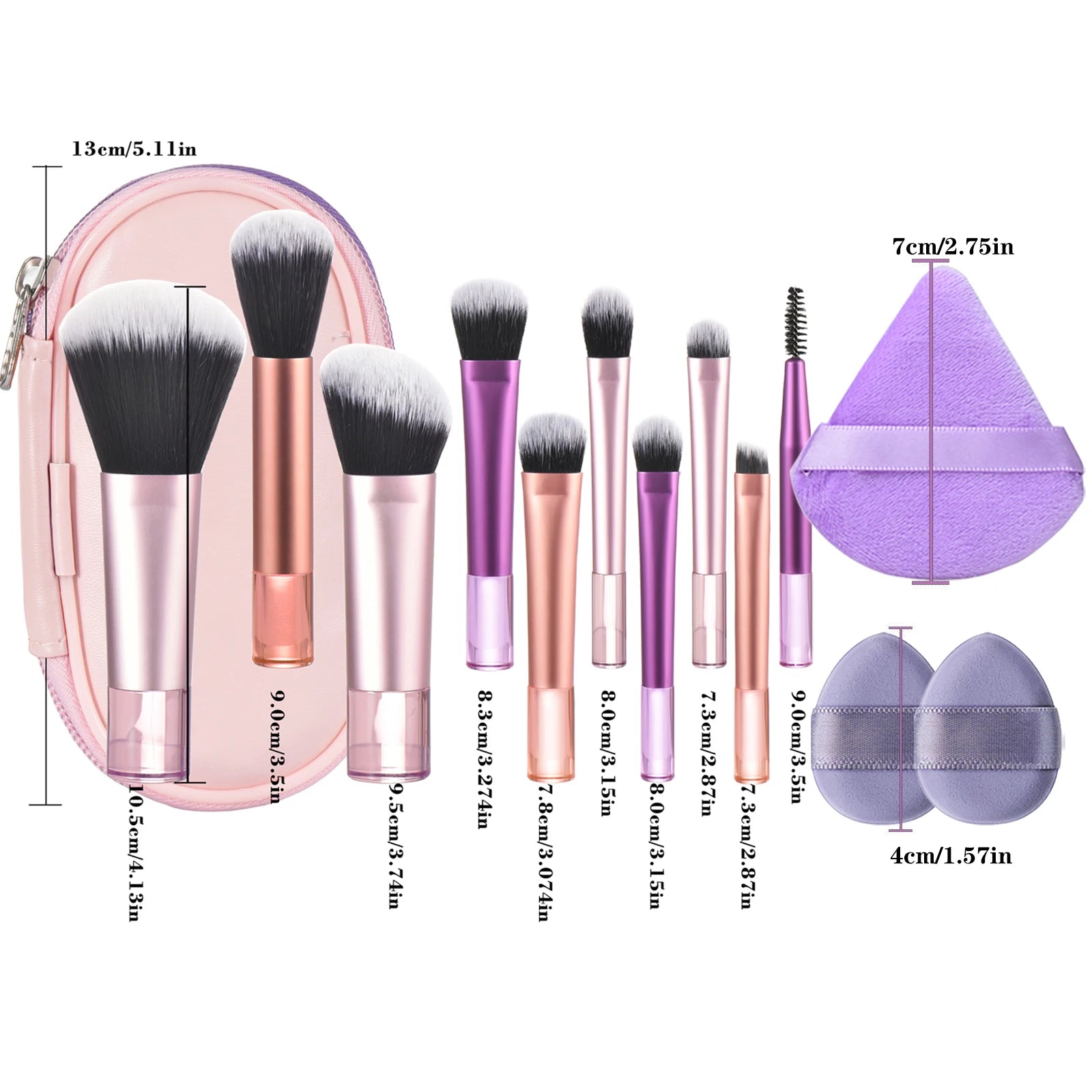 Mini Makeup Brush Set with Storage Bag